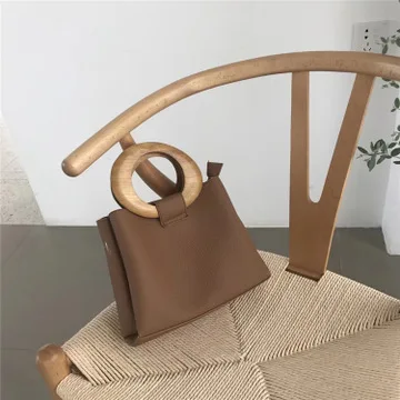 Модные сумки с деревянной ручкой повседневные женские на плечо Большая