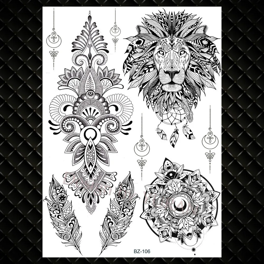YURAN Hot Boho Индия Мандала Хна Цветок для женщин грудь уши татуировки наклейки