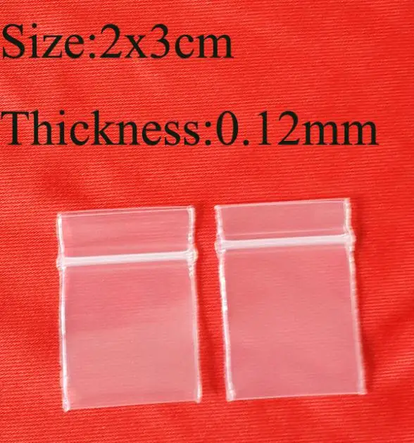 

2x3cm 0.8''x1.2'' clear mini Self Sealing packaging pe bag zip pouch custom small size PE bag 0.12mm thick small bag 1000pcs