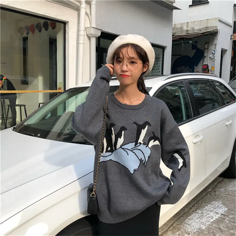 Alien Kitty Autumn Winter Sweater Fashion Women O-Neck Pullovers Knitted Tops High Quality Sweet Simple Cartoon All-Match Free | Женская