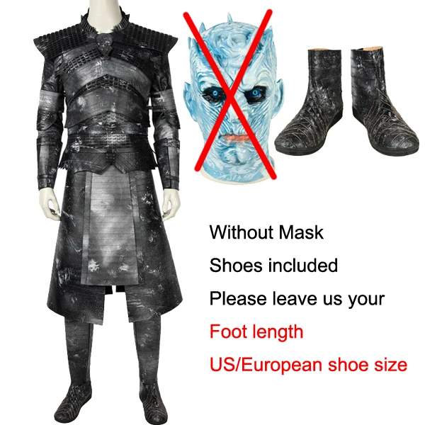 without mask Карнавальный костюм «Ночной король»; маскарадный костюм на Хэллоуин; костюм «Игра престолов»; Сезон 8; Маска «Песнь Льда и Огня» - Цвет: without mask