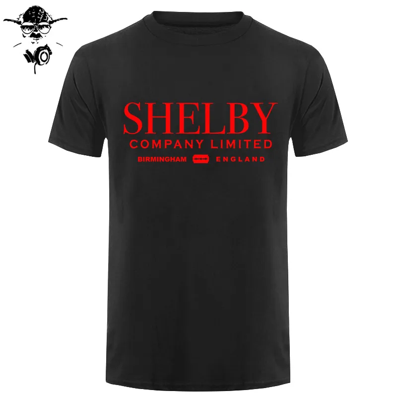 Shelby компания ограниченная вдохновленная Peaky blinds печатные футболки Топ тройник хлопок юморная Мужская футболка с круглым вырезом под горло черный стиль - Цвет: black red