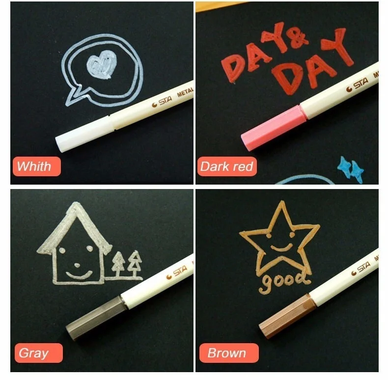 10 Colors 1-2mm Metallic Marker Pen DIY Scrapbooking Crafts Soft Brush Pen Art Marker Pen For Stationery School Supplies