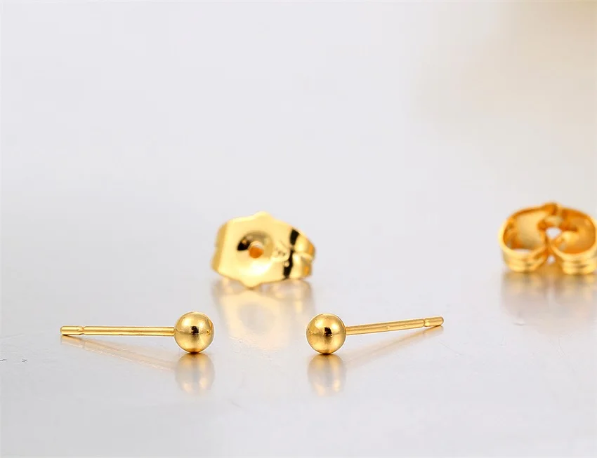 7 Размеры желтого золота Цвет пирсинг Тонкий небольшой круглый шар Серьги