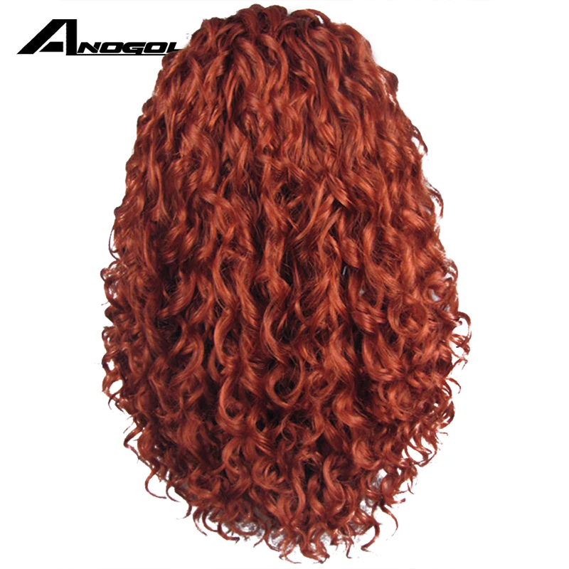 Аногол ручная вязка Высокая температура волокна волос парики длинные кудрявые