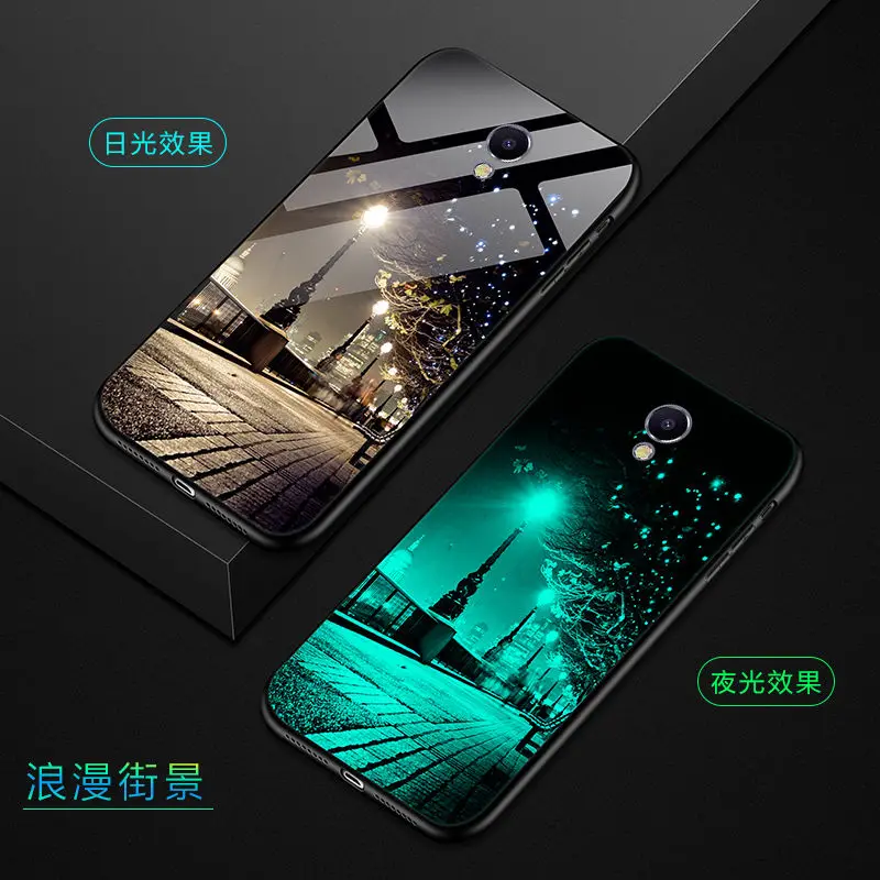 Phone Case For Meizu M5 Note Luminous Tempered Glass Back Cover Silicone ShockProof Bag | Мобильные телефоны и аксессуары