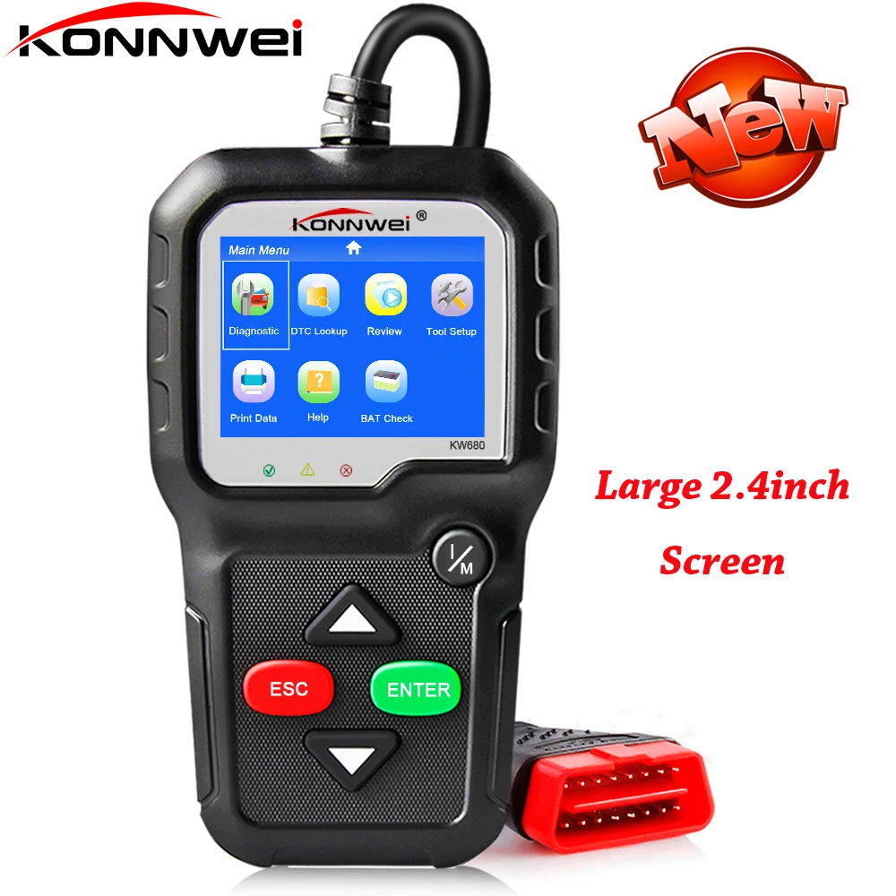 OBD2 читателя Кода KONNWEI KW680 полный Функция сканер Авто Многоязычная OBD 2