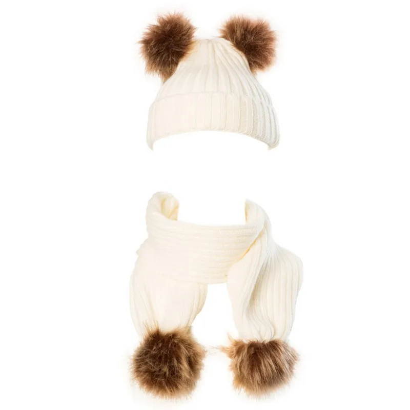 

2 Pieces Set Children Hat Scarf For Boys Girls Hat Kids Cap Knitted Warm