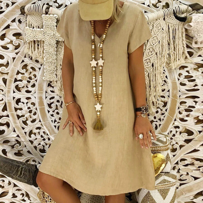 Boho женское платье летнее простое Туника Свободное длинное пляжное