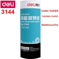 1 roll deli 3144 cash register paper roll 80x60mmx27m thermal paper heat sensitive paper thermal cash paper for cash machine
