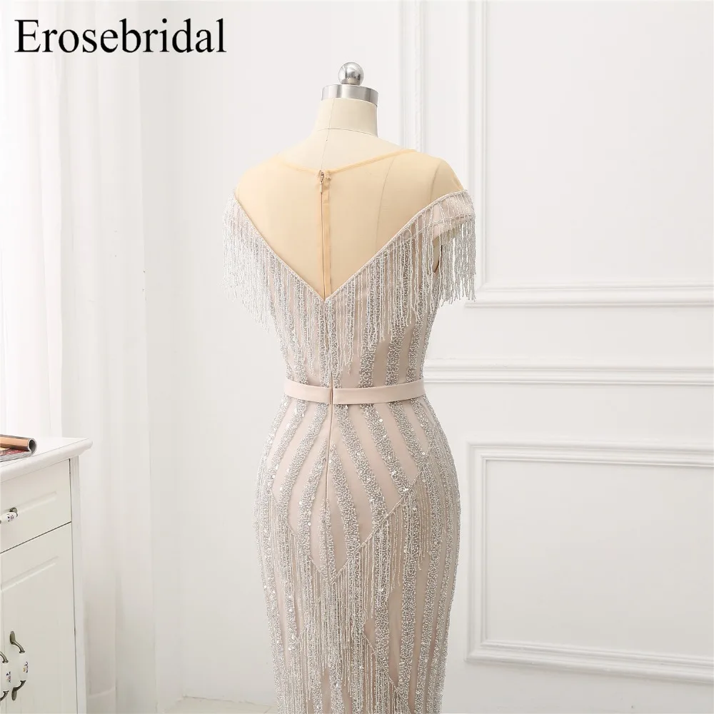 Женское вечернее платье-русалка роскошное длинное платье с бахромой круглым