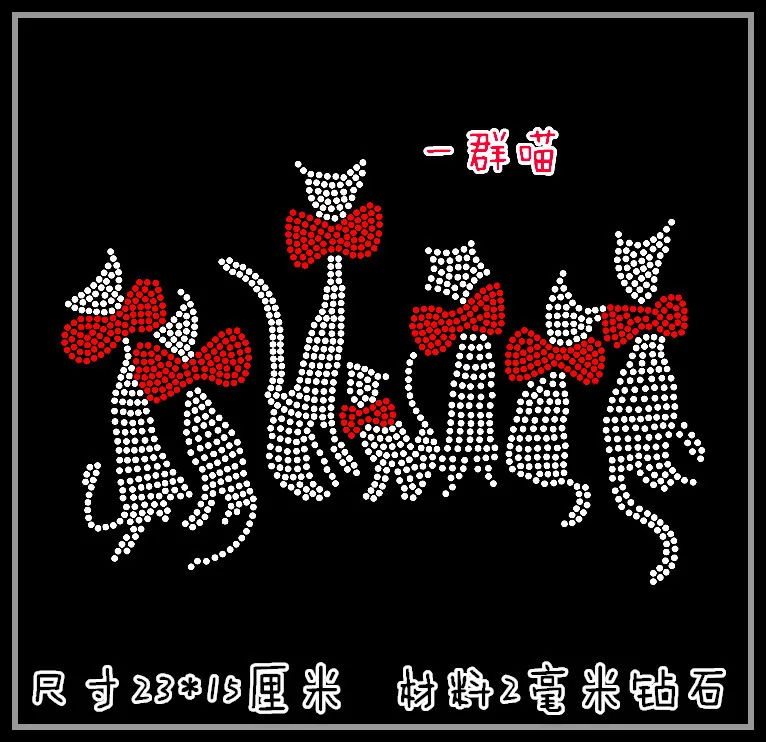 Прозрачный кристалл мультфильм кошка-рубашка декольте DIY strass Горячая фиксация