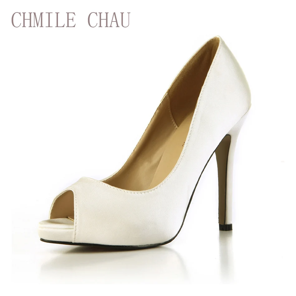 

CHMILE CHAU Bridal Wedding Pumps Women Peep Toe Stiletto High Heel Zapatos Para Mujer de Tacon Alto de Aguja Punta Abierta T12