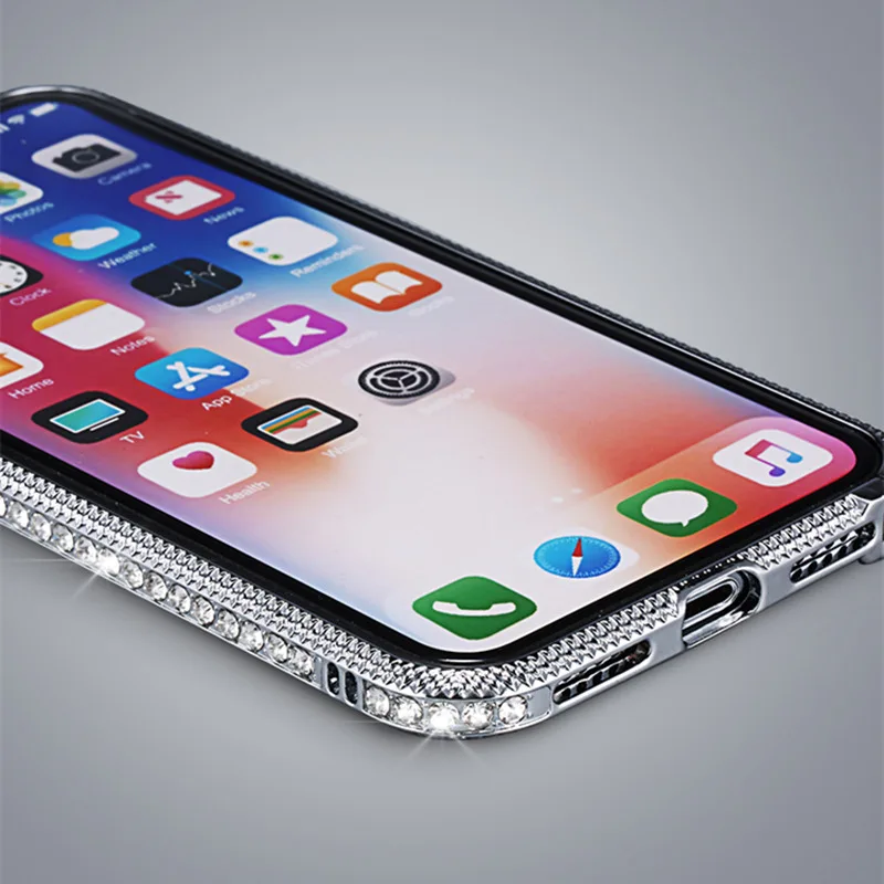Роскошный блестящий металлический бампер с бриллиантами для iPhone XS Max XR X 6 6S 7 8 Plus, чехол, модные блестящие хрустальные стразы, рамка, чехол s, чехол