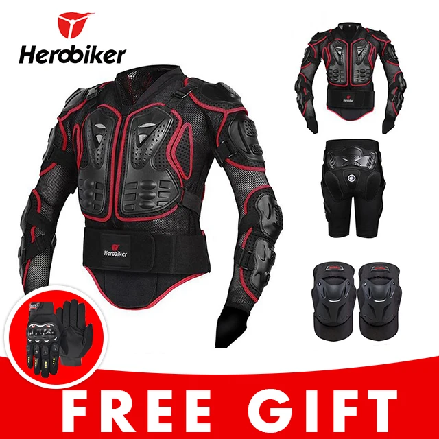 Motorcycle Jacket Riding Protection Armor Motorbike Motocross Equipment Racing Body Armor Moto Ptotective Gears Combination - Цвет: 3red set MK004B