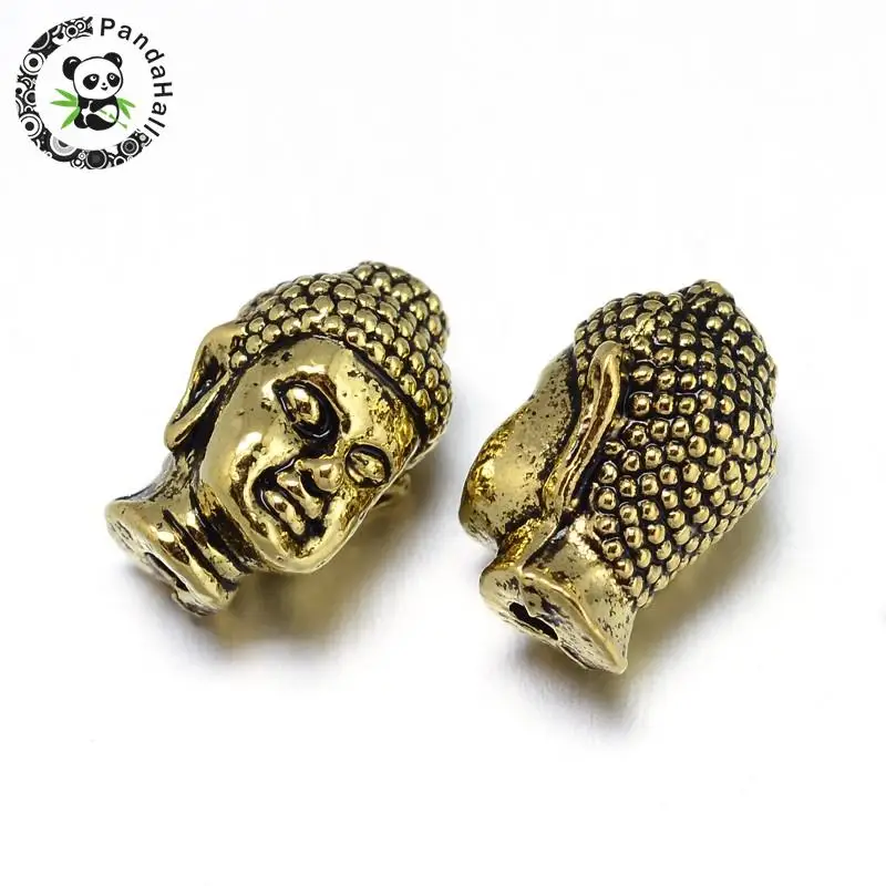 

100pcs Alloy 3D Buddha Head Beads, Mixed Color, 13x9x10mm, Hole: 1.5~2mm