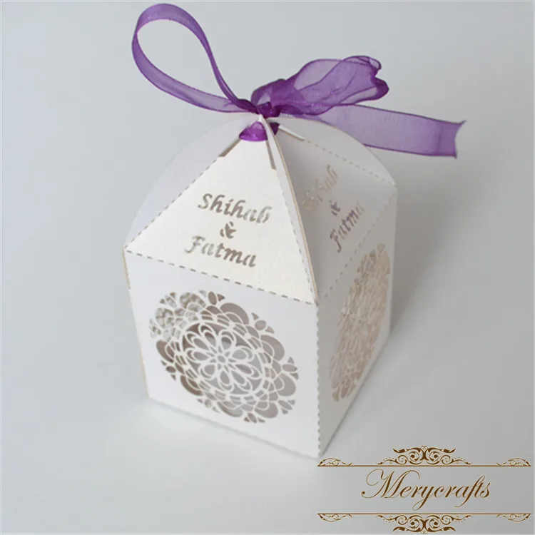 

Круглые цветы лазерная резка под заказ имена белый жемчуг коробка для свадебных подарков