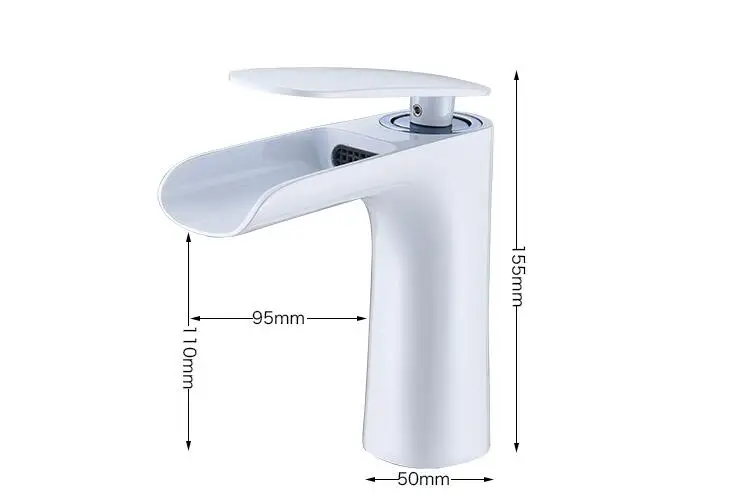 Bathroom Basin Faucet Black/White Baking Solid Brass Faucet Sink Mixer Tap Hot and Cold Waterfall Basin Lavtory Faucet