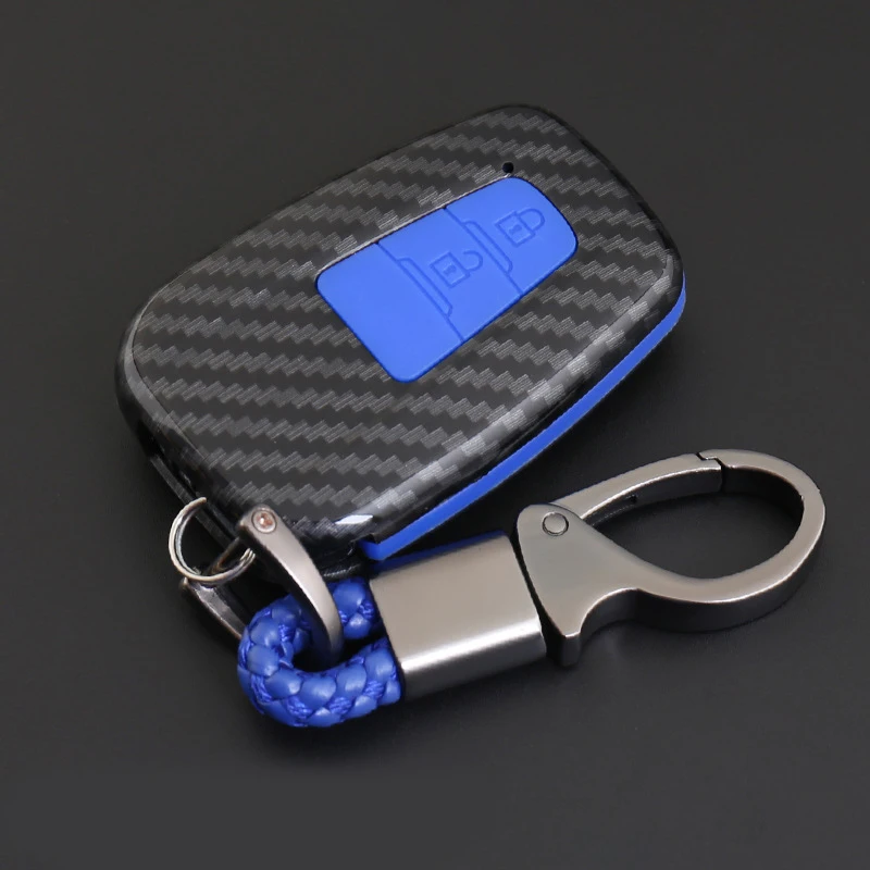 

Brand New ABS Carbon Fiber Shell+Silicone Cover Remote Key Holder Fob Case&KeyChain For Toyota Camry /Prado 2018