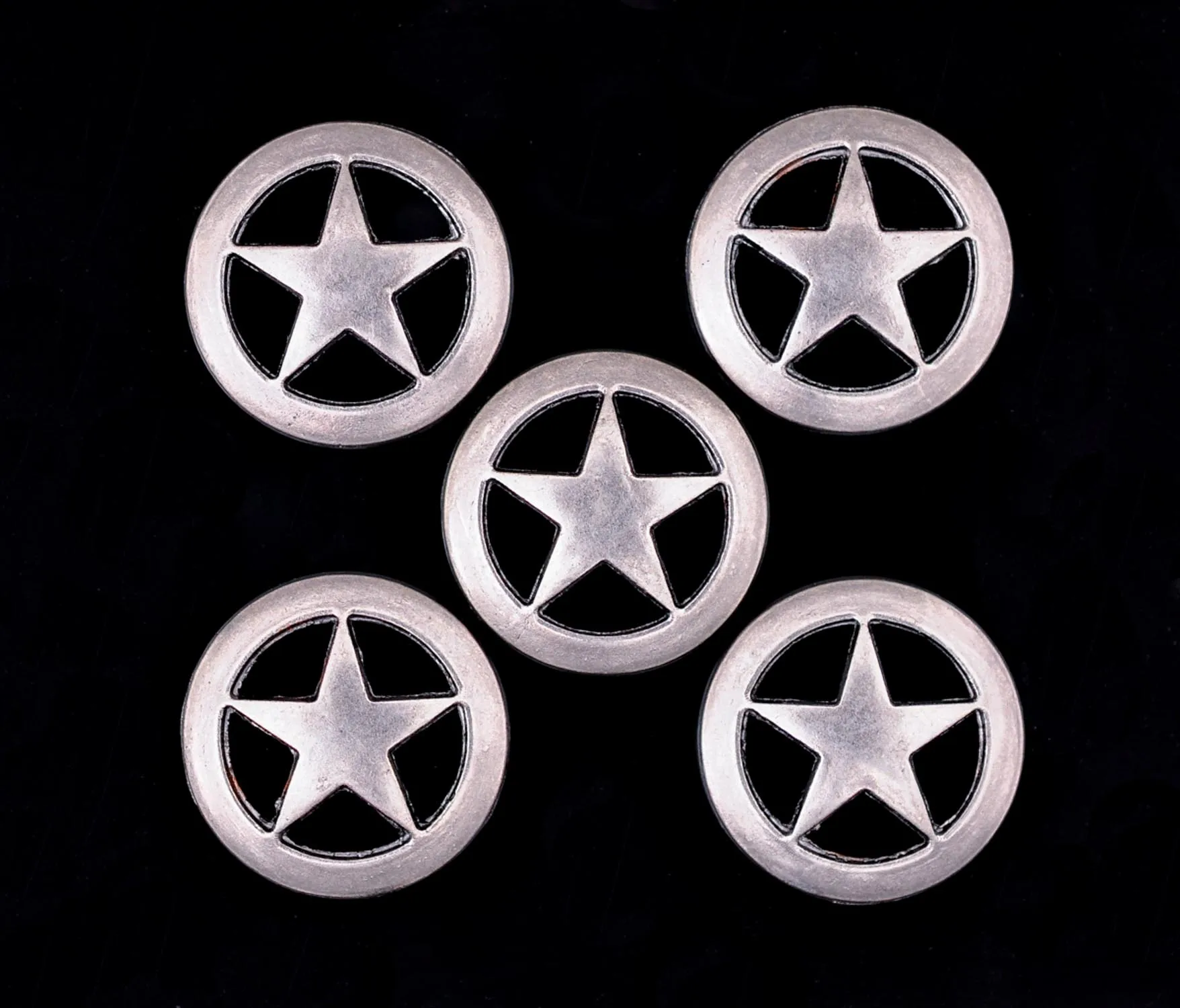 1" Brass Cowboy Texas Star Leathercraft Hatband Belt Handbag Stud Rivet Conchos Button Screwback 20pc
