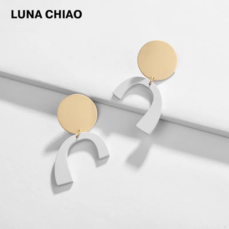 Женские Ювелирные изделия LUNA CHIAO модные матовые серьги-капли с золотым покрытием