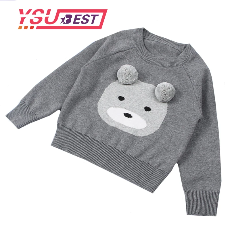 2019 г. Весенние детские свитера с рисунком медведя для девочек весенние модные