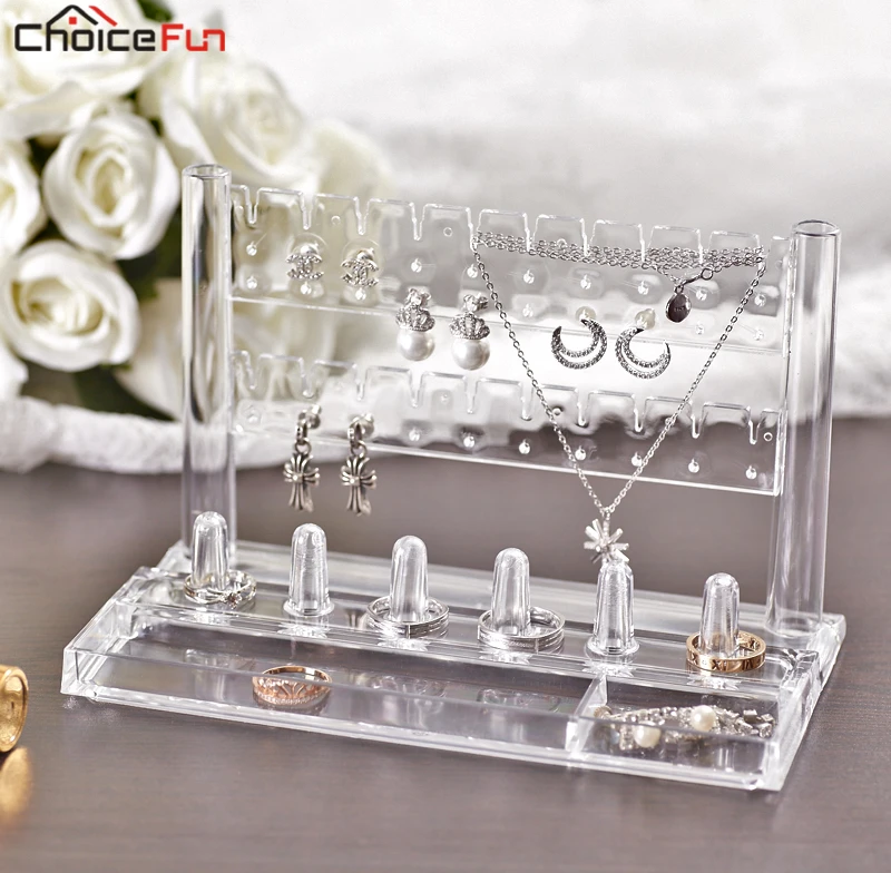 CHOICE FUN 10 pairs Accessories Jewellery Bracelet Necklace Earring Organiser Organization Clear Acrylic Ring Storage | Дом и сад
