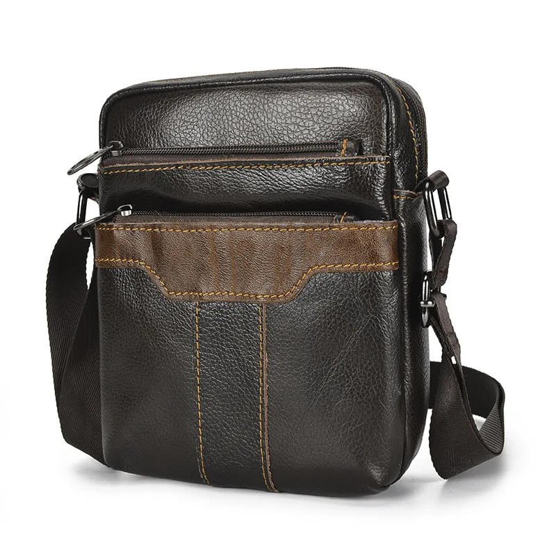 Genuine Leather Men Messenger Bag Fashion Man Small Bags Business Crossbody Male Shoulder Men's Travel Zipper Handbags |