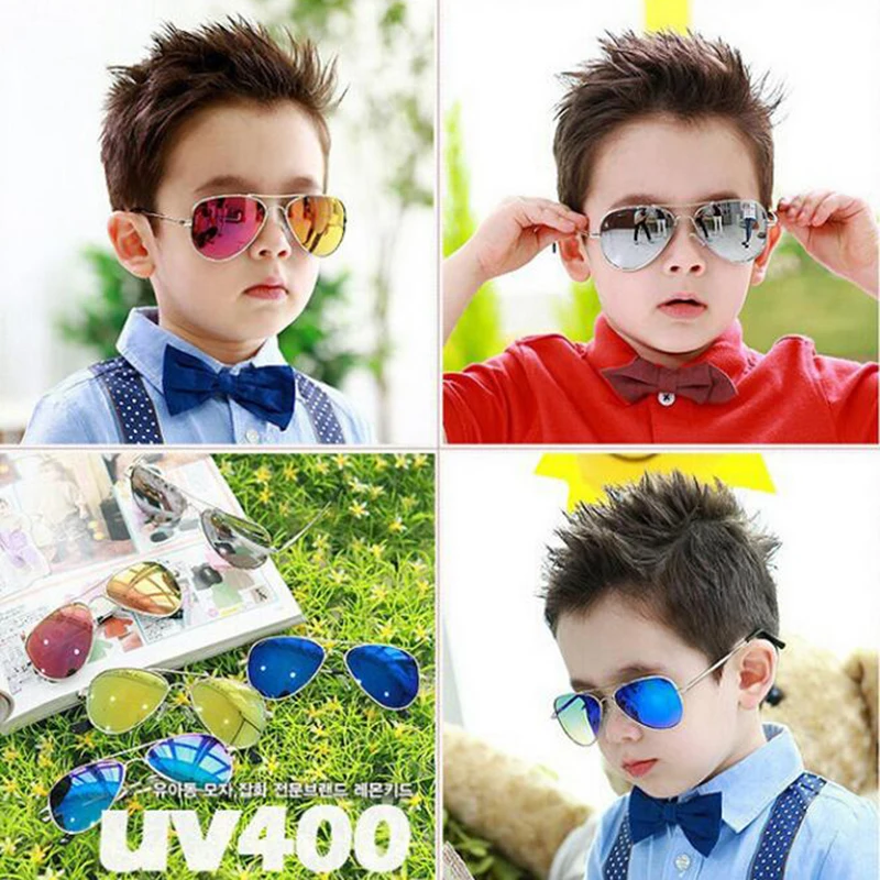Детские очки, солнцезащитные очки для девочек из сплава, модные классические винтажные милые Солнцезащитные очки для мальчиков и девочек