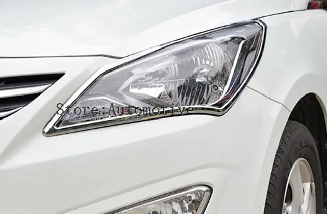 Для hyundai Verna Solaris автомобильный Стайлинг передняя крышка лампы задняя крышка декоративная отделка Abs хром 2 шт. в комплекте