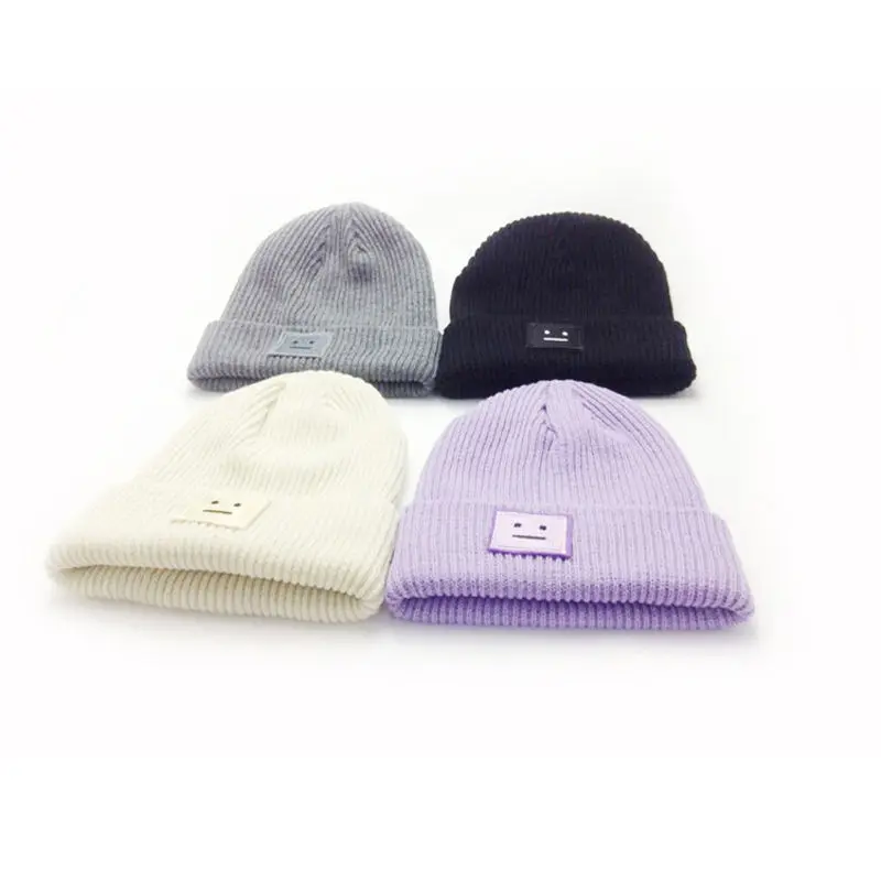Зимние вязаные шапки square smile для женщин|women beanies|wool caphat hat |
