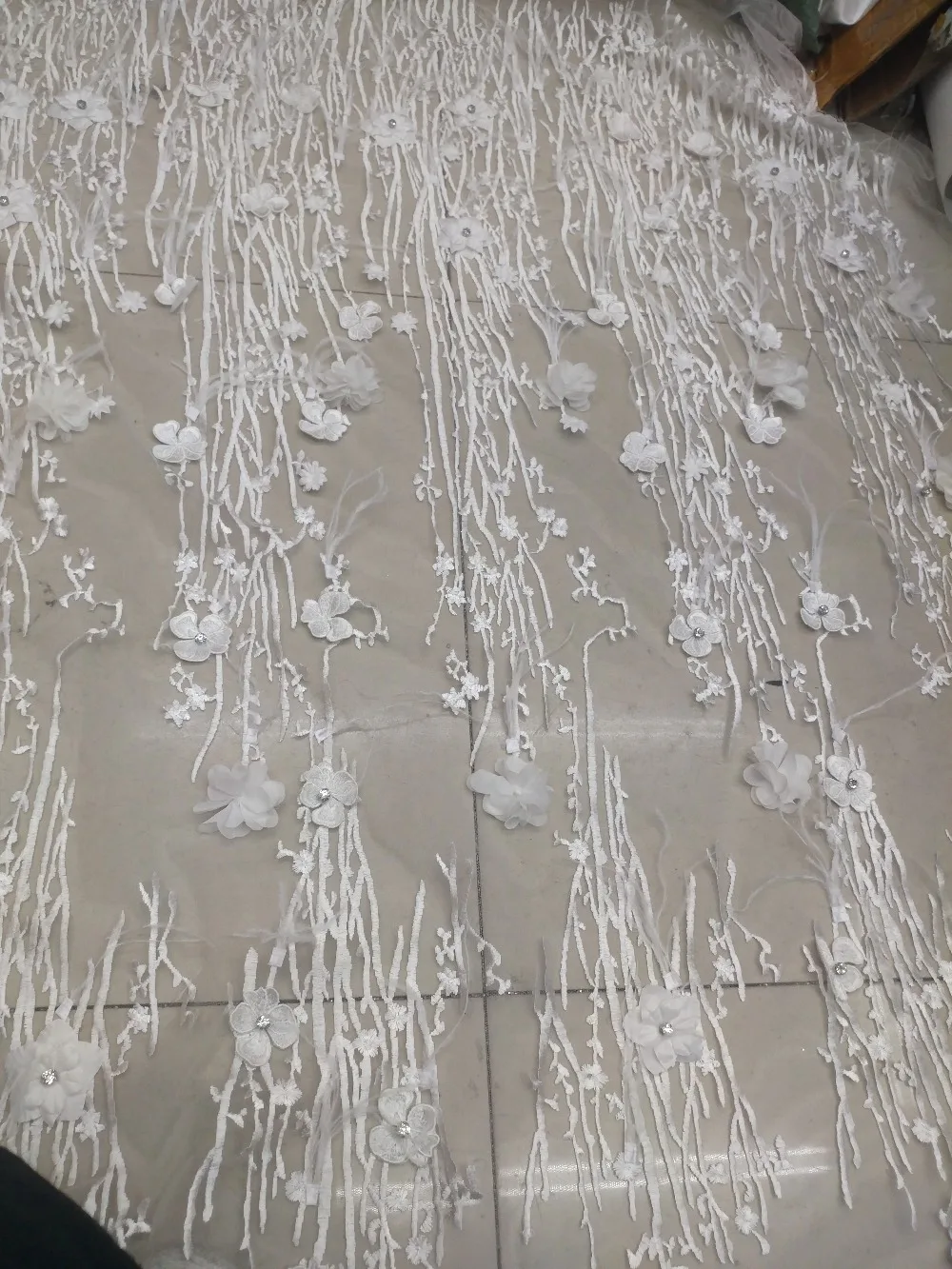 Rench кружевная ткань новый дизайн африканская бисерная 3d Цветочная вышитая