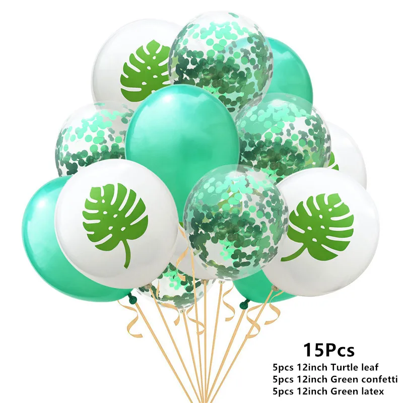 15pcs big leaf Животные шарики для день рождения джунгли вечерние для вечеринки в стиле сафари Динозавр джунгли тематические вечерние шары на день рождения Декор Детские шары на день рождения - Цвет: 15pcs big leaf