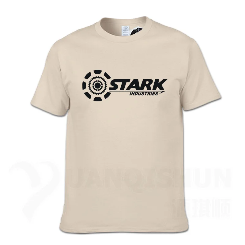 Sand color Безупречные отрасли футболки Tony Stark iron man летние брендовые хлопковые футболки 16 цветов повседневные футболки с короткими рукавами для фитнеса - Цвет: Sand color