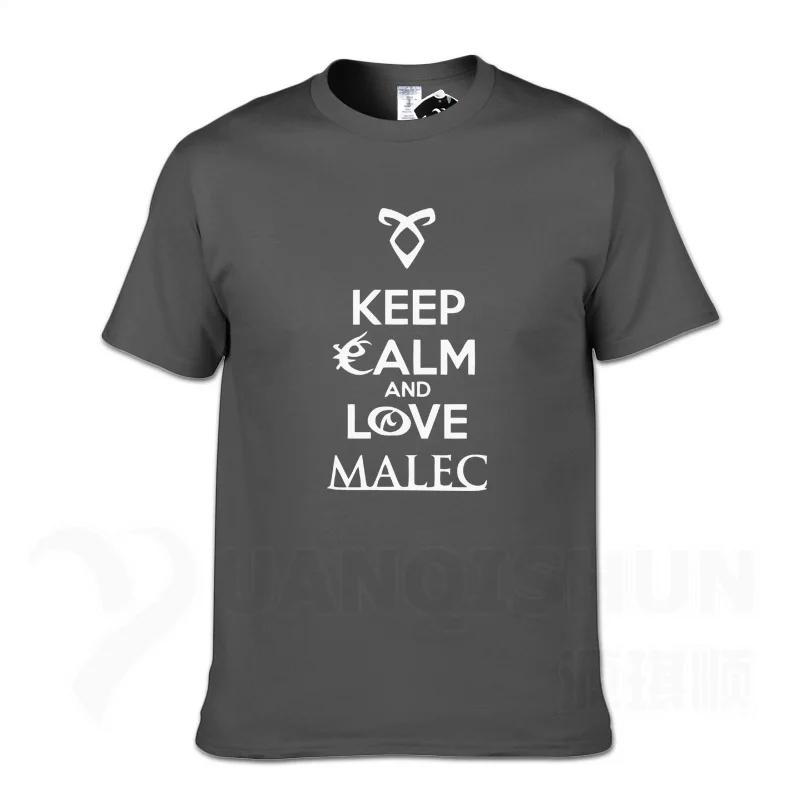 Keep Calm And Love Malec/Новинка года; футболка с охотниками в виде теней; модные летние топы 16 цветов; хлопковая хипстерская футболка с круглым воротником - Цвет: Charcoal gray 1