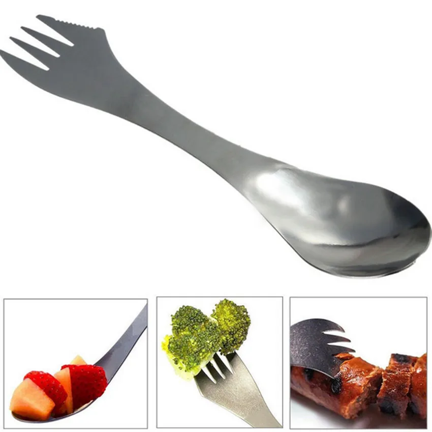 

High Quality 3 in 1 Spork Spoon Fork Cutlery Utensil Combo For Outdoor Travel Gadget