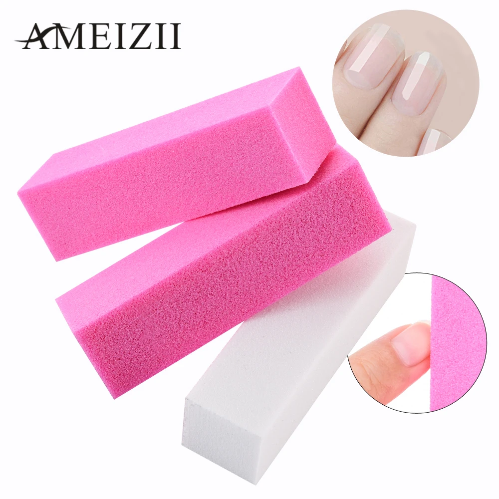 Ameizii 4 шт. DIY шлифовальная губка пилка для ногтей белый розовый форма баффер