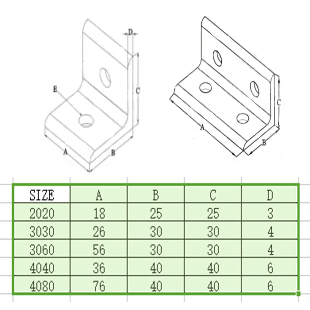 5PCS L Тип 90 градусов /3030/4040/3060/4080 разъем угол кронштейн Соединительный стык ленты для Алюминий профиль