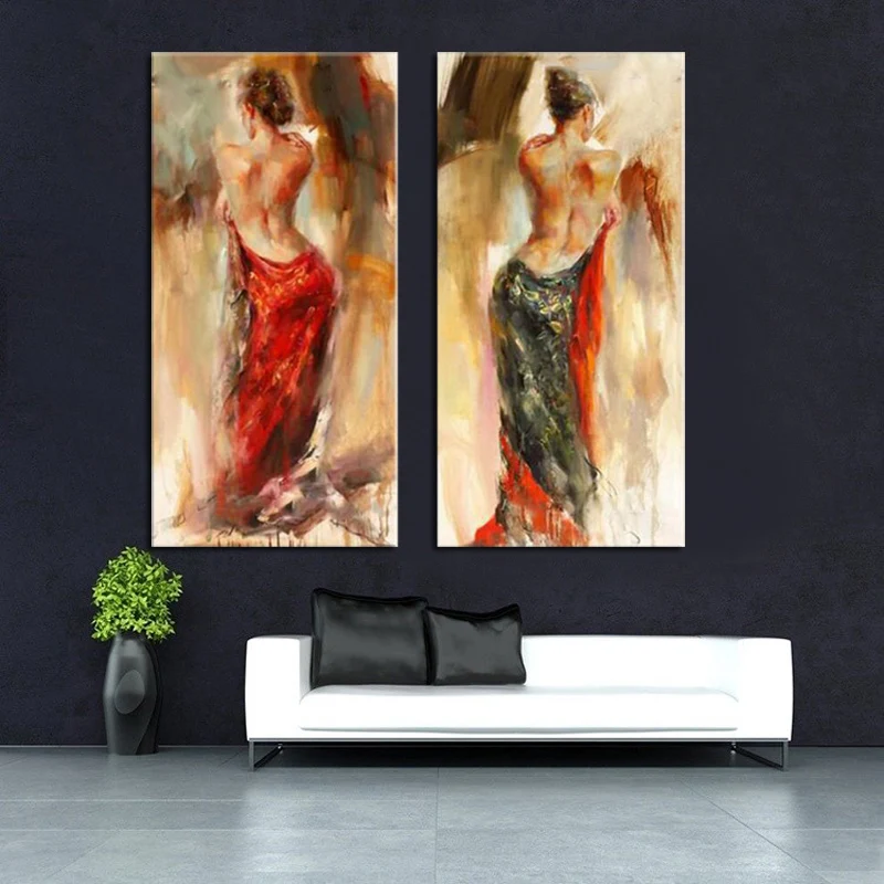 Ручная роспись танцоров фламенко Современная сексуальная обнаженная задняя