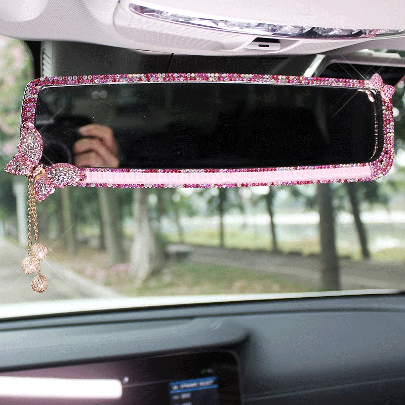Кисточки с кристаллами для салона автомобиля зеркало заднего вида Bling разы в