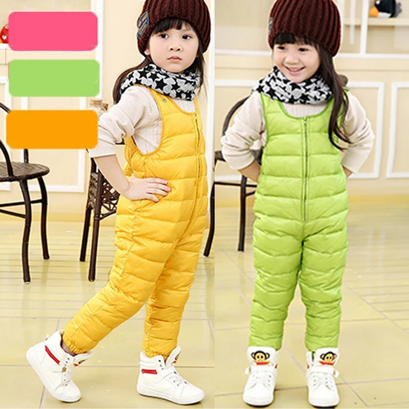 Baby Girls Winter Down Pants Children Outerwear Thicken Jumpsuits Overalls White Duck Pant Kids Warm Trousers Clothing 1-4Y | Мать и