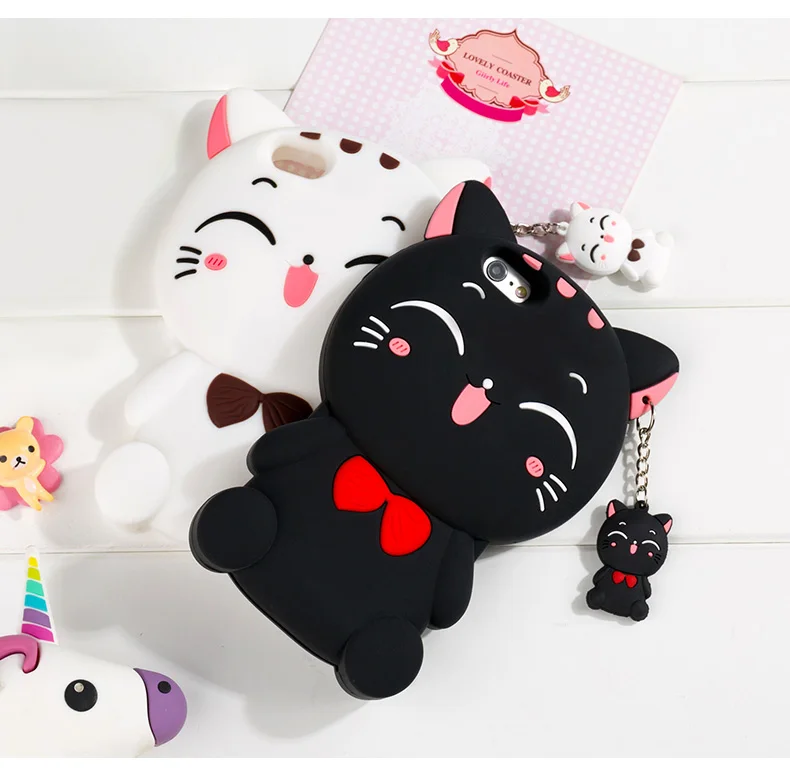 3D Cartoon Cute Lucky Cat Soft Silicone Back Cover For Samsung Galaxy S9 Plus Note 8 s9+ Phone Cases Coque Fundas Capa |