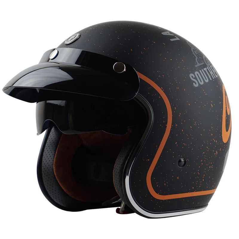 matte orange Гривна t57 3/4, с открытым лицом, винтажный, для мотоцикла, rbike, мото, rcycle, шлем, capacete cascos, мото, Ретро стиль, шлем для мотоцикла, cicleta vespa - Цвет: matte orange