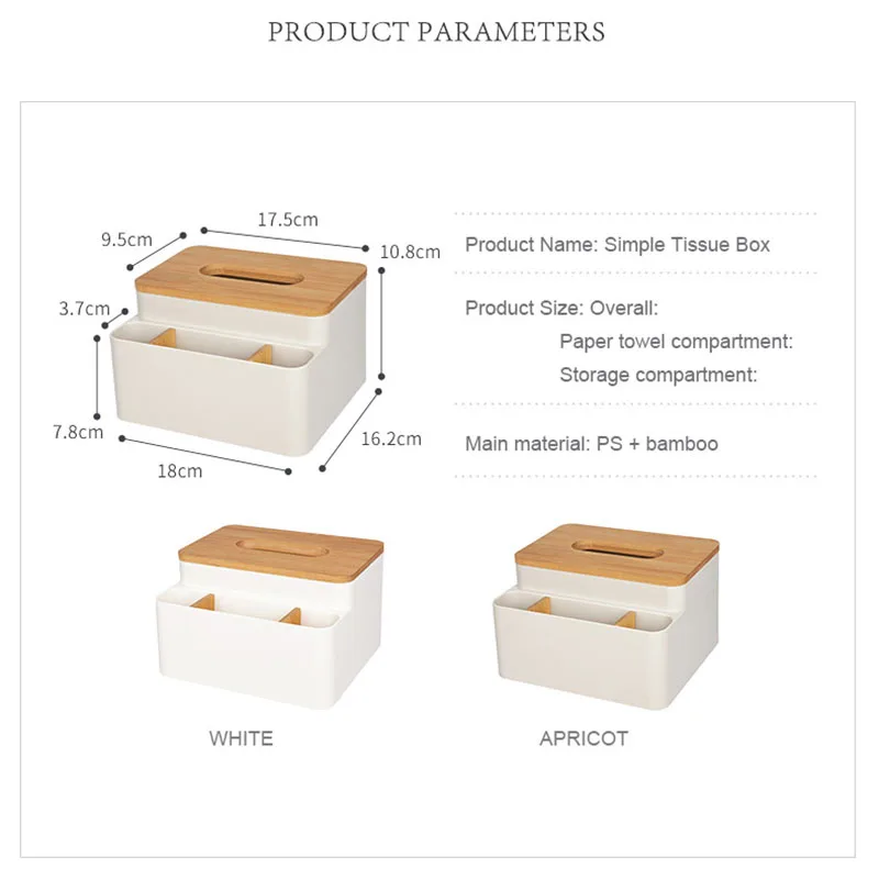 

Desktop Paper Storage Box Plastic Tissue Box with Oak Wooden Cover Table Decoration Phone Napkin Holder Case Pocket Tissue 6ZJ85