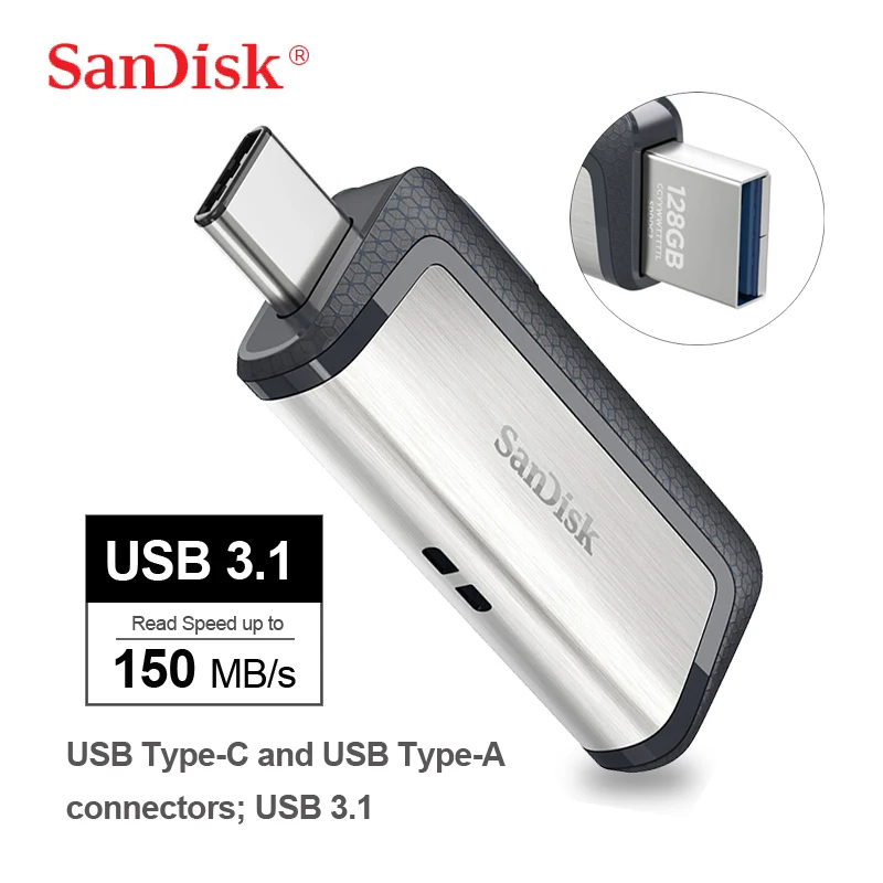 SanDisk Ultra Dual Drive USB 3 1 Type C 256 ГБ 128 Гб 64 32 Многофункциональный флэш накопитель для