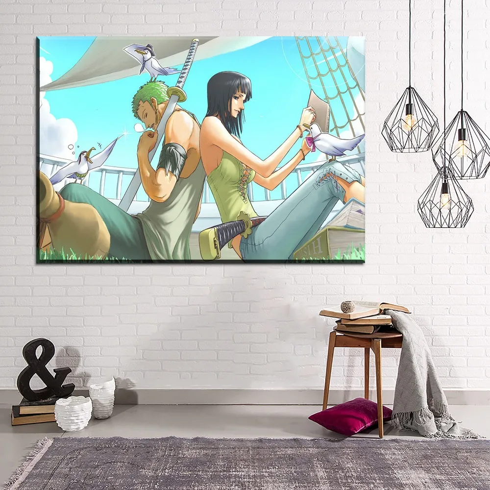 Canvas Printed Animation Picture Wall Art 3 Piece One Nico Robin And Zoro Roronoa Painting Modern Artwork Home Decorative | Дом и сад