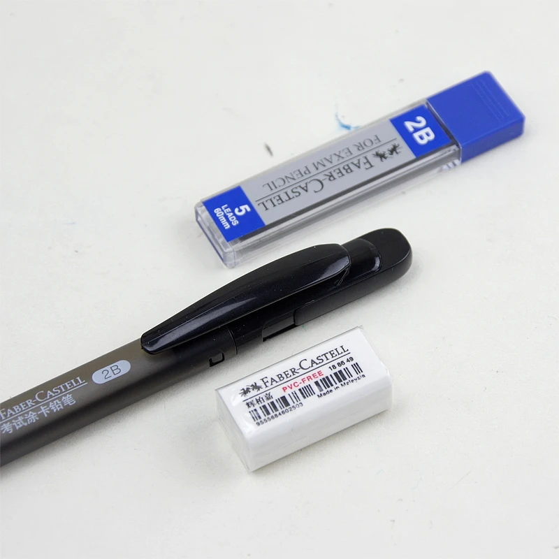 Faber Castell экзамена карты профессиональный механический карандаш набор 2B карандаши с ластиком, Заправка для компьютера экзамена выделенная окраска