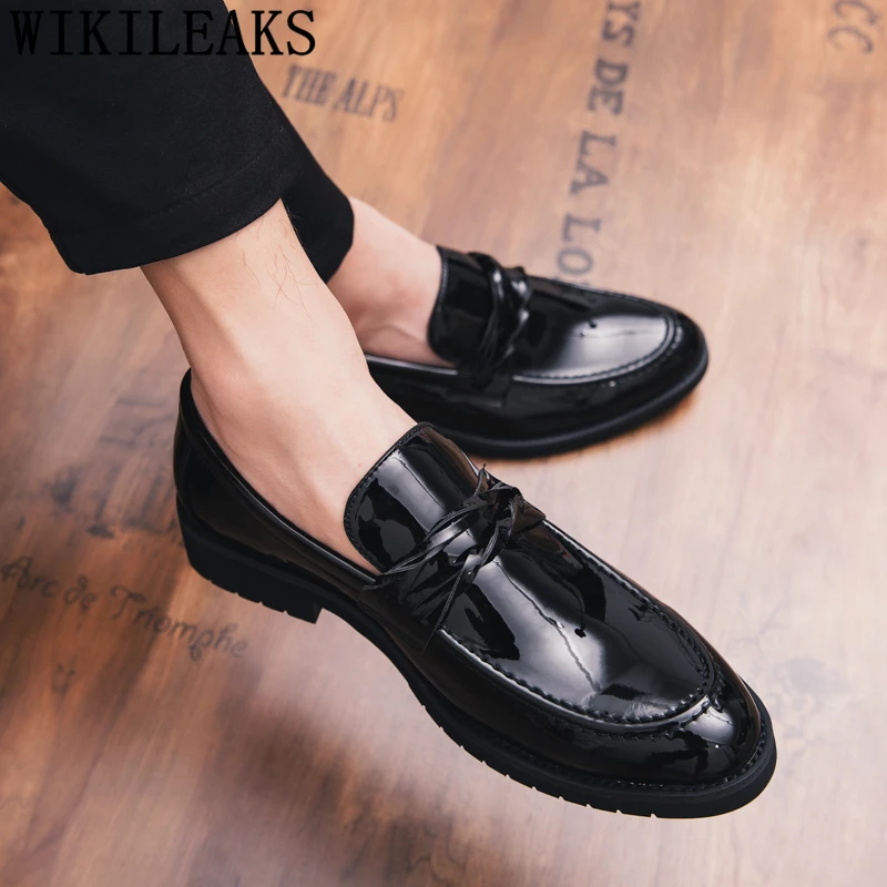 Office Shoes Men Formal Coiffeur Brand Wedding Classic Patent Leather Italian Elegant Sepatu Slip On Pria | Обувь