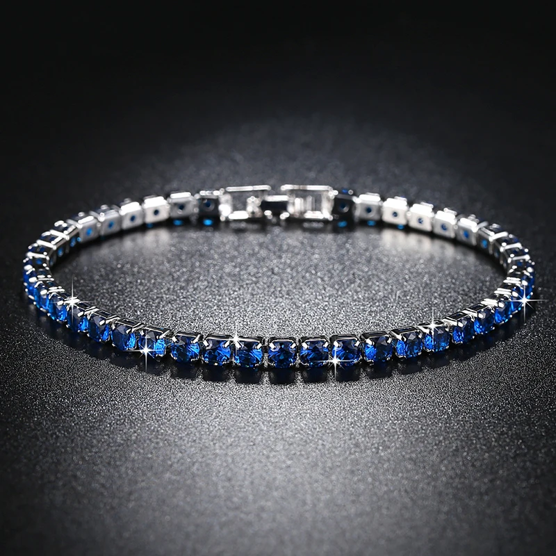 Blue Новинка, модное с зеленым кристаллом браслет дружбы фенечки для женщин, серебряный цвет, Круглый циркониевый браслет, браслет, подарок - Окраска металла: Blue