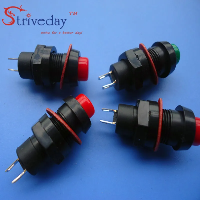 10pcs/lot 10mm red green Self locking Mini button switch DS-211 power DIY | Обустройство дома